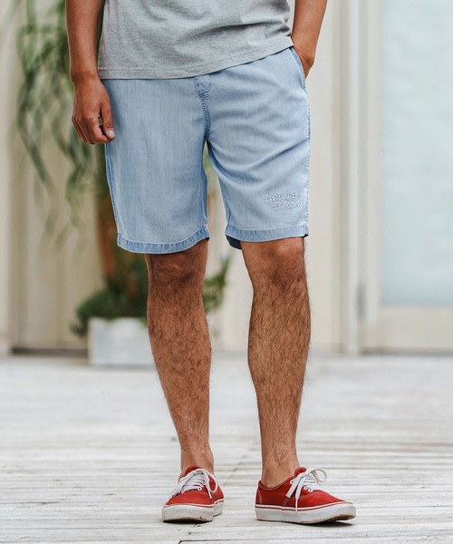 1minute 1second(ワンミニットワンセカンド)の「mp13512-chambray easy shorts イージーショートパンツ(その他パンツ・メンズ・ライトインディゴブルー/インディゴブルー・S/M/L/XL)」の3枚目の写真