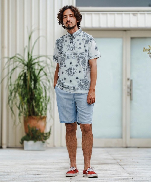 1minute 1second(ワンミニットワンセカンド)の「mp13512-chambray easy shorts イージーショートパンツ(その他パンツ・メンズ・ライトインディゴブルー/インディゴブルー・S/M/L/XL)」の8枚目の写真