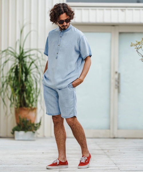 1minute 1second(ワンミニットワンセカンド)の「mp13512-chambray easy shorts イージーショートパンツ(その他パンツ・メンズ・ライトインディゴブルー/インディゴブルー・S/M/L/XL)」の11枚目の写真