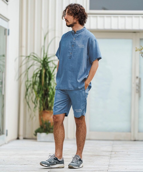1minute 1second(ワンミニットワンセカンド)の「mp13512-chambray easy shorts イージーショートパンツ(その他パンツ・メンズ・ライトインディゴブルー/インディゴブルー・S/M/L/XL)」の18枚目の写真