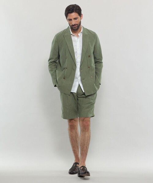 MACKINTOSH LONDON(マッキントッシュ ロンドン)の「【LEON掲載】ハイカウントリネン6Bダブルジャケット(テーラードジャケット・メンズ・グリーン系その他5/ブラック・42/38/40)」の4枚目の写真
