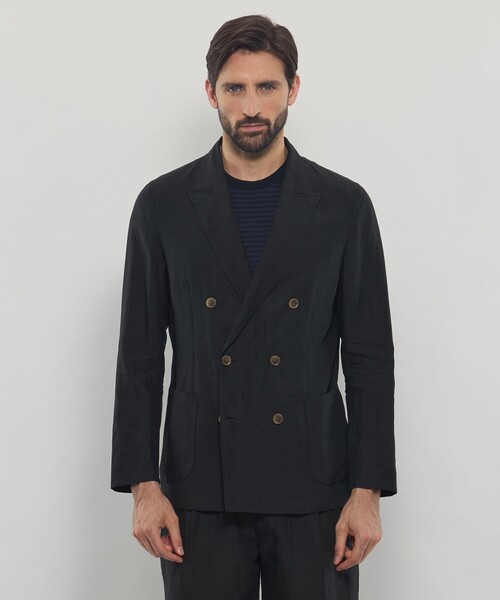 MACKINTOSH LONDON(マッキントッシュ ロンドン)の「【LEON掲載】ハイカウントリネン6Bダブルジャケット(テーラードジャケット・メンズ・グリーン系その他5/ブラック・42/38/40)」の5枚目の写真