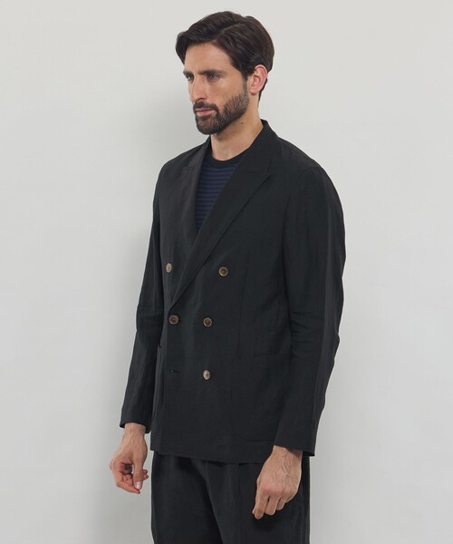 MACKINTOSH LONDON(マッキントッシュ ロンドン)の「【LEON掲載】ハイカウントリネン6Bダブルジャケット(テーラードジャケット・メンズ・グリーン系その他5/ブラック・42/38/40)」の6枚目の写真
