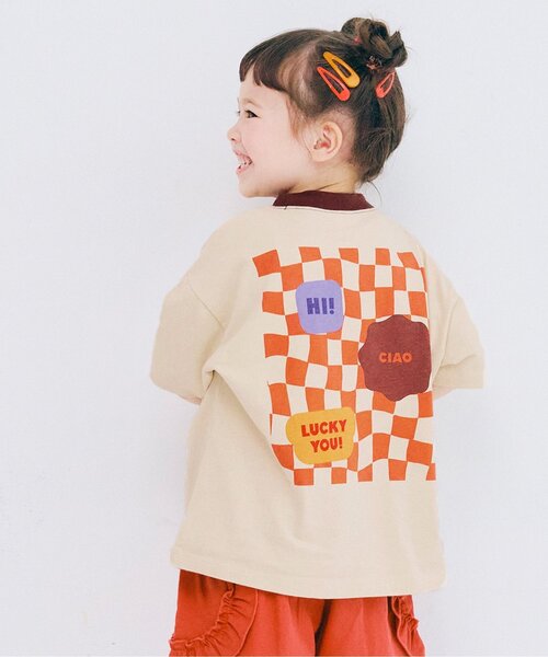 p.premier（ピードットプルミエ）の「バックプリントグラフィック半袖Tシャツ（Tシャツ/カットソー・キッズ・アイボリー/キャメル/ベージュ・80/90/100/110/120/130/140）」の3枚目の写真