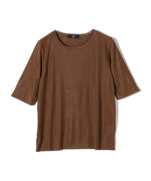 SHIPS Colors(シップス カラーズ)の「SHIPS Colors:〈手洗い可能〉チュール ショートスリーブ トップス(Tシャツ/カットソー・レディース・ライトグレー/ブラウン/ブラック/ライトブルー・ONE SIZE)」の3枚目の写真