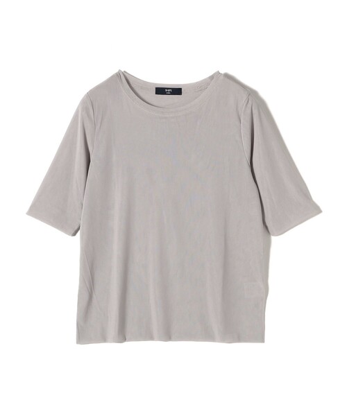 SHIPS Colors(シップス カラーズ)の「SHIPS Colors:〈手洗い可能〉チュール ショートスリーブ トップス(Tシャツ/カットソー・レディース・ライトグレー/ブラウン/ブラック/ライトブルー・ONE SIZE)」の1枚目の写真