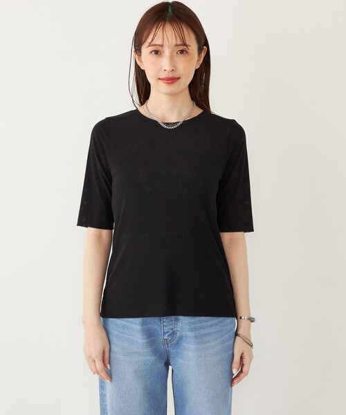 SHIPS Colors(シップス カラーズ)の「SHIPS Colors:〈手洗い可能〉チュール ショートスリーブ トップス(Tシャツ/カットソー・レディース・ライトグレー/ブラウン/ブラック/ライトブルー・ONE SIZE)」の16枚目の写真