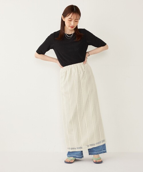 SHIPS Colors(シップス カラーズ)の「SHIPS Colors:〈手洗い可能〉チュール ショートスリーブ トップス(Tシャツ/カットソー・レディース・ライトグレー/ブラウン/ブラック/ライトブルー・ONE SIZE)」の20枚目の写真