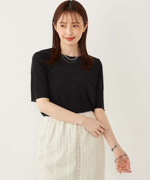 SHIPS Colors(シップス カラーズ)の「SHIPS Colors:〈手洗い可能〉チュール ショートスリーブ トップス(Tシャツ/カットソー・レディース・ライトグレー/ブラウン/ブラック/ライトブルー・ONE SIZE)」の22枚目の写真
