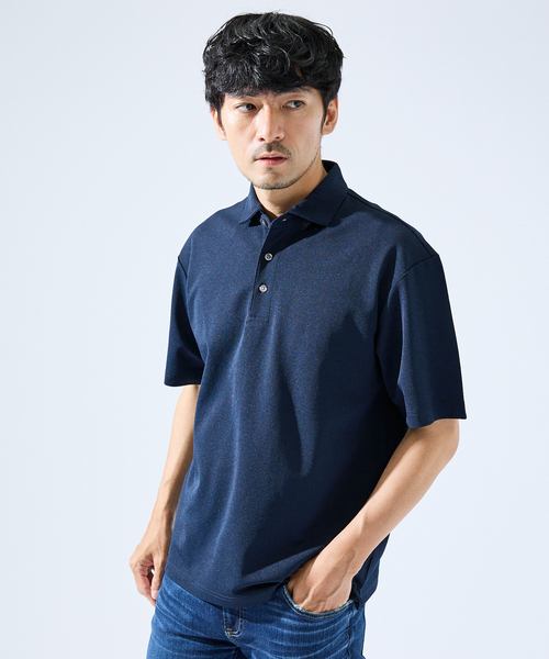 ABAHOUSE GRAY（アバハウスグレイ）の「【快適機能素材】ハイツイスト カノコ 半袖ポロシャツ（ポロシャツ・メンズ・ブラック/ホワイト/ライトグレー/ネイビー・46/48）」の4枚目の写真