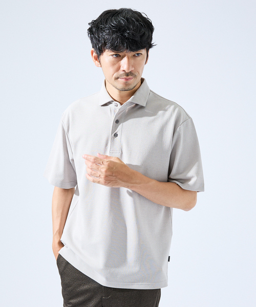 ABAHOUSE GRAY（アバハウスグレイ）の「【快適機能素材】ハイツイスト カノコ 半袖ポロシャツ（ポロシャツ・メンズ・ブラック/ホワイト/ライトグレー/ネイビー・46/48）」の3枚目の写真