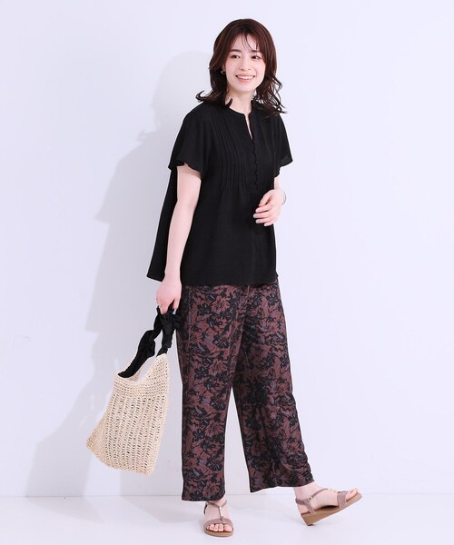 SHOO・LA・RUE（シューラルー）の「【洗える/S-LL】ふわりシルエットが涼しげ フロントボタンブラウス（シャツ/ブラウス・レディース・アイボリー/ブラック/イエロー系その他・01/02/03/04）」の10枚目の写真