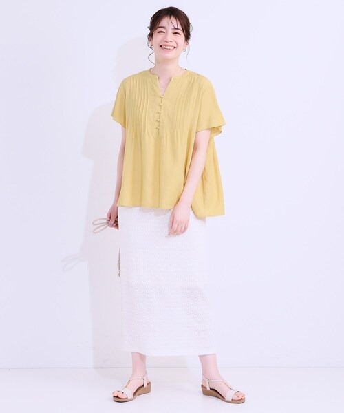 SHOO・LA・RUE（シューラルー）の「【洗える/S-LL】ふわりシルエットが涼しげ フロントボタンブラウス（シャツ/ブラウス・レディース・アイボリー/ブラック/イエロー系その他・01/02/03/04）」の14枚目の写真