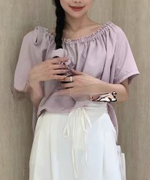 一度着用 ストラップ 袖 フリル ギャザー ブラウス 半袖 トップス 半袖 