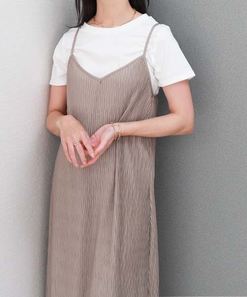 libelle more(リベル モア)の「【2点セット】変形プリーツキャミワンピース&Tシャツ(ワンピース・レディース・モカ/グレイッシュベージュ・M/L)」の14枚目の写真