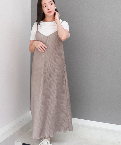 libelle more(リベル モア)の「【2点セット】変形プリーツキャミワンピース&Tシャツ(ワンピース・レディース・モカ/グレイッシュベージュ・M/L)」の15枚目の写真