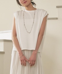 肩タックノースリーブカットソー-手洗い可-