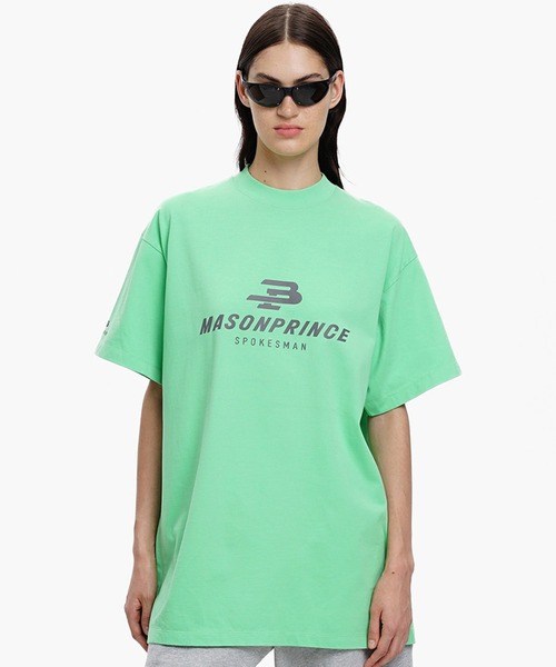 セール】4カラー オーバーサイズ リフレクターロゴプリント Tシャツ