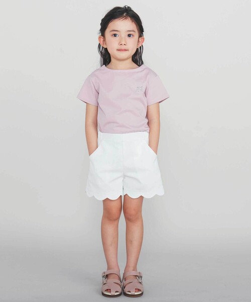 Tartine et Chocolat(タルティーヌエショコラ)の「【日本製】【お揃い】リボンラインストーンの半袖Tシャツ(90~140cm)(Tシャツ/カットソー・キッズ・ピンク/ホワイト系その他・110cm/130cm/100cm/120cm/140cm/90cm)」の7枚目の写真