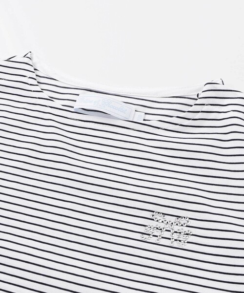Tartine et Chocolat(タルティーヌエショコラ)の「【日本製】【お揃い】リボンラインストーンの半袖Tシャツ(90~140cm)(Tシャツ/カットソー・キッズ・ピンク/ホワイト系その他・110cm/130cm/100cm/120cm/140cm/90cm)」の10枚目の写真