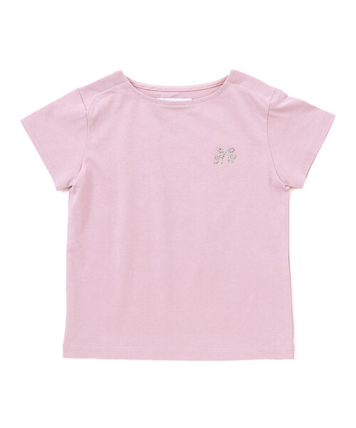 Tartine et Chocolat(タルティーヌエショコラ)の「【日本製】【お揃い】リボンラインストーンの半袖Tシャツ(90~140cm)(Tシャツ/カットソー・キッズ・ピンク/ホワイト系その他・110cm/130cm/100cm/120cm/140cm/90cm)」の16枚目の写真