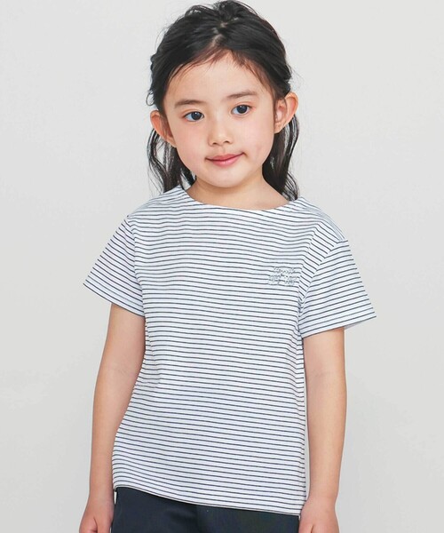 Tartine et Chocolat(タルティーヌエショコラ)の「【日本製】【お揃い】リボンラインストーンの半袖Tシャツ(90~140cm)(Tシャツ/カットソー・キッズ・ピンク/ホワイト系その他・110cm/130cm/100cm/120cm/140cm/90cm)」の18枚目の写真