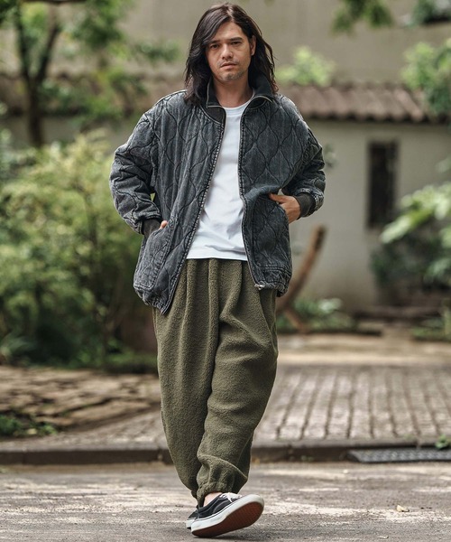 CAMBIO(カンビオ)の「mp13807- Sheep Like Boa Synthetic Leather Line Jogger Pants ジョガーパンツ(その他パンツ・メンズ・オリーブ×ブラック/ブラック×ホワイト/ブラック×ブラック・S/M/L)」の13枚目の写真