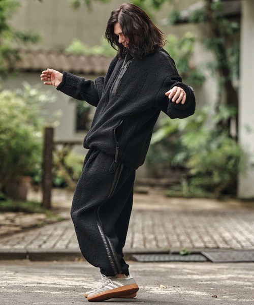 CAMBIO(カンビオ)の「mp13807- Sheep Like Boa Synthetic Leather Line Jogger Pants ジョガーパンツ(その他パンツ・メンズ・オリーブ×ブラック/ブラック×ホワイト/ブラック×ブラック・S/M/L)」の21枚目の写真