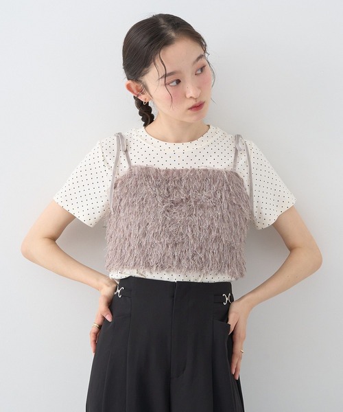 earth music&ecology(アースミュージックアンドエコロジー)の「ラメミックスフェザービスチェ(ベスト・レディース・アイボリー/ブラック/モカ・FREE)」の15枚目の写真