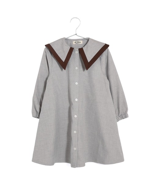 MAKE YOUR DAY（メイクユアデイ）の「ビッグカラーワンピース■80～140cm（ワンピース・キッズ・ブラウン/グレー/ブラック・100/90/80/110/140/130/120）」の3枚目の写真