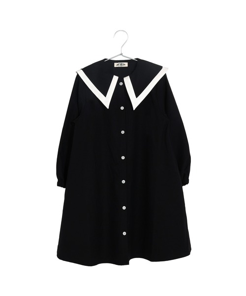 MAKE YOUR DAY（メイクユアデイ）の「ビッグカラーワンピース■80～140cm（ワンピース・キッズ・ブラウン/グレー/ブラック・100/90/80/110/140/130/120）」の2枚目の写真