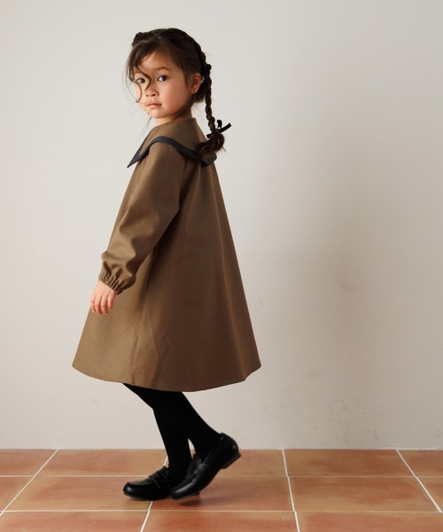 MAKE YOUR DAY（メイクユアデイ）の「ビッグカラーワンピース■80～140cm（ワンピース・キッズ・ブラウン/グレー/ブラック・100/90/80/110/140/130/120）」の4枚目の写真