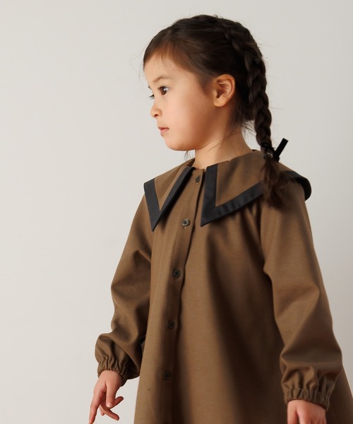 MAKE YOUR DAY（メイクユアデイ）の「ビッグカラーワンピース■80～140cm（ワンピース・キッズ・ブラウン/グレー/ブラック・100/90/80/110/140/130/120）」の7枚目の写真