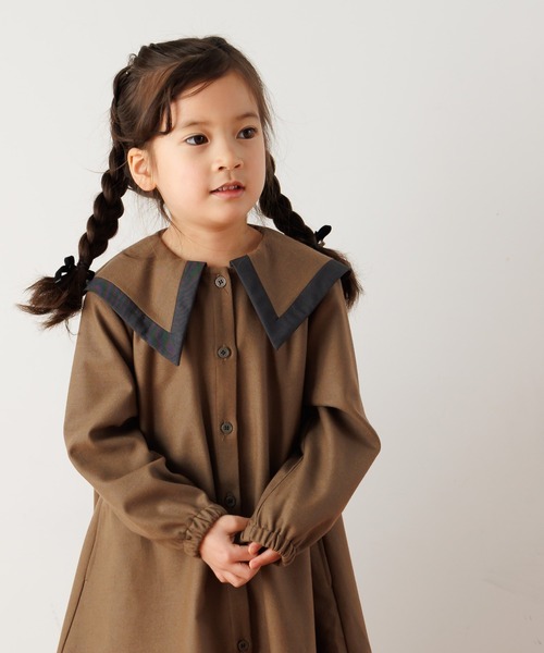 MAKE YOUR DAY（メイクユアデイ）の「ビッグカラーワンピース■80～140cm（ワンピース・キッズ・ブラウン/グレー/ブラック・100/90/80/110/140/130/120）」の8枚目の写真