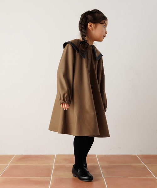 MAKE YOUR DAY（メイクユアデイ）の「ビッグカラーワンピース■80～140cm（ワンピース・キッズ・ブラウン/グレー/ブラック・100/90/80/110/140/130/120）」の5枚目の写真