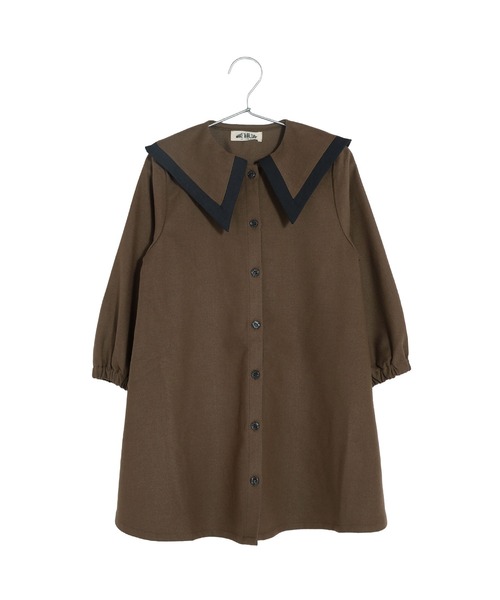 MAKE YOUR DAY（メイクユアデイ）の「ビッグカラーワンピース■80～140cm（ワンピース・キッズ・ブラウン/グレー/ブラック・100/90/80/110/140/130/120）」の11枚目の写真