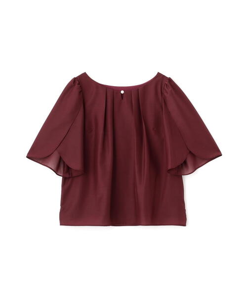 専用♡オーストラリア ふんわりボリュームのプリーツフレアスリーブ パールシャツ セール】【累計販売枚数2万枚突破！】シアーランダムプリーツ