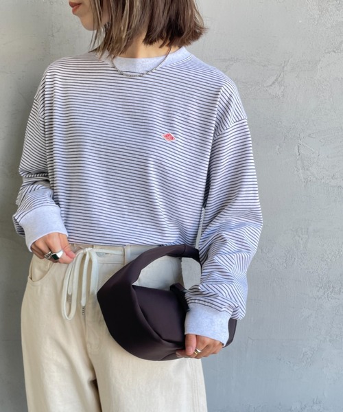 DANTON（ダントン）の「[DANTON/ダントン] ワンポイントロゴ ボーダーロンT（Tシャツ/カットソー・レディース・ブラック/ホワイト・S）」の2枚目の写真
