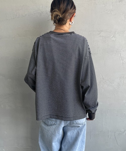 DANTON/ダントン] ワンポイントロゴ ボーダーロンT（Tシャツ