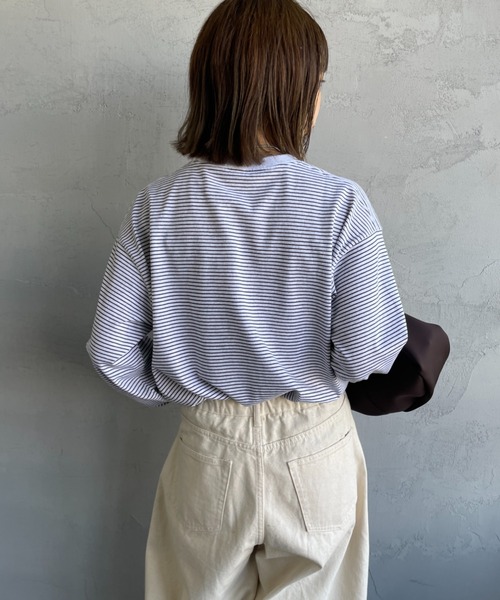 DANTON（ダントン）の「[DANTON/ダントン] ワンポイントロゴ ボーダーロンT（Tシャツ/カットソー・レディース・ブラック/ホワイト・S）」の10枚目の写真