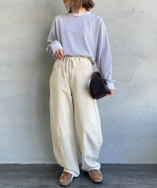 DANTON（ダントン）の「[DANTON/ダントン] ワンポイントロゴ ボーダーロンT（Tシャツ/カットソー・レディース・ブラック/ホワイト・S）」の11枚目の写真