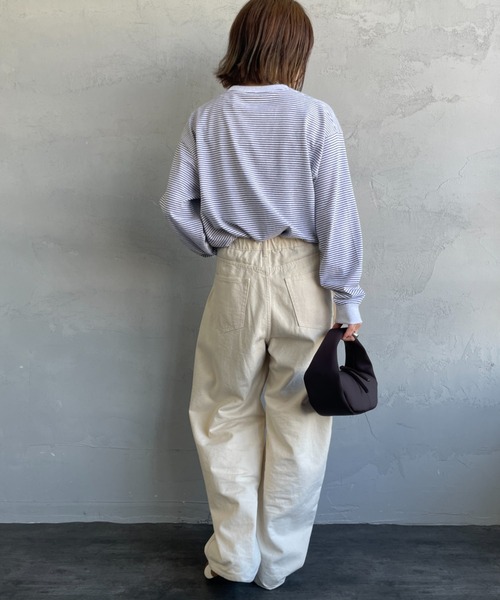 DANTON（ダントン）の「[DANTON/ダントン] ワンポイントロゴ ボーダーロンT（Tシャツ/カットソー・レディース・ブラック/ホワイト・S）」の12枚目の写真