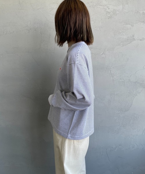 DANTON（ダントン）の「[DANTON/ダントン] ワンポイントロゴ ボーダーロンT（Tシャツ/カットソー・レディース・ブラック/ホワイト・S）」の14枚目の写真