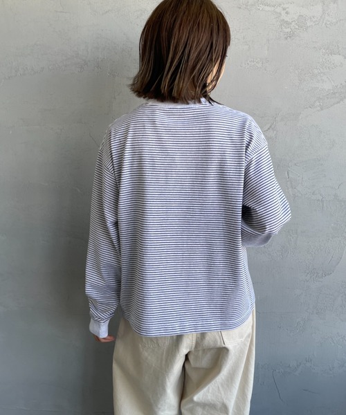 DANTON（ダントン）の「[DANTON/ダントン] ワンポイントロゴ ボーダーロンT（Tシャツ/カットソー・レディース・ブラック/ホワイト・S）」の15枚目の写真