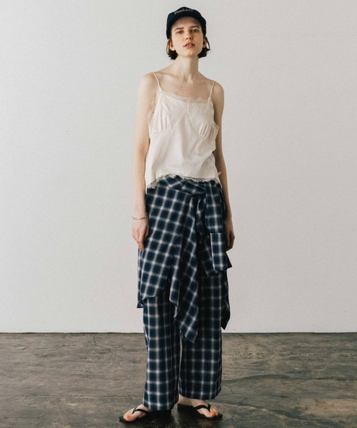 CREDONA（クレドナ）の「SHEER CHECK TROUSER/シアーチェックトラウザー（その他パンツ・レディース・ブルー/ブラウン・0/1）」の17枚目の写真