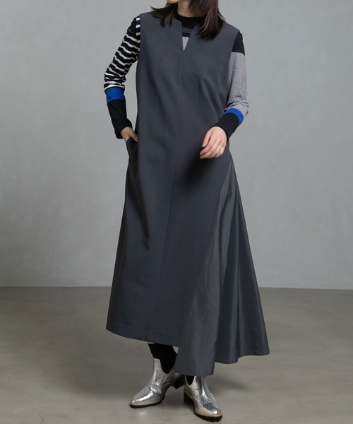 MARECHAL TERRE(マルシャルテル)の「2Way ベストワンピース(ワンピース・レディース・グレー系その他/ブラック系その他/ブラック/チャコールグレー・MEDIUM)」の4枚目の写真