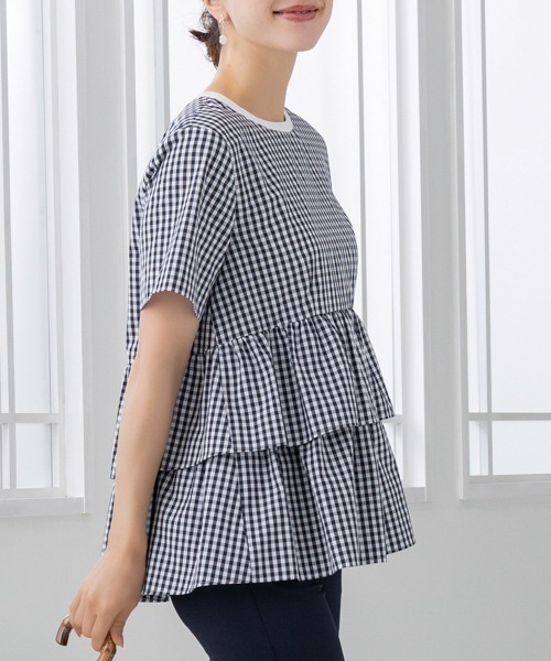 Sono（ソーノ）の「【新作5/8発売】ご自宅でお洗濯可能/UVカット/接触冷感/防シワ【SONO/ソーノ】ｽﾌﾚﾃｨｱｰﾄﾞﾌﾞﾗｳｽ（シャツ/ブラウス・レディース・ホワイト×ネイビー/ホワイト/ブラック・F）」の15枚目の写真