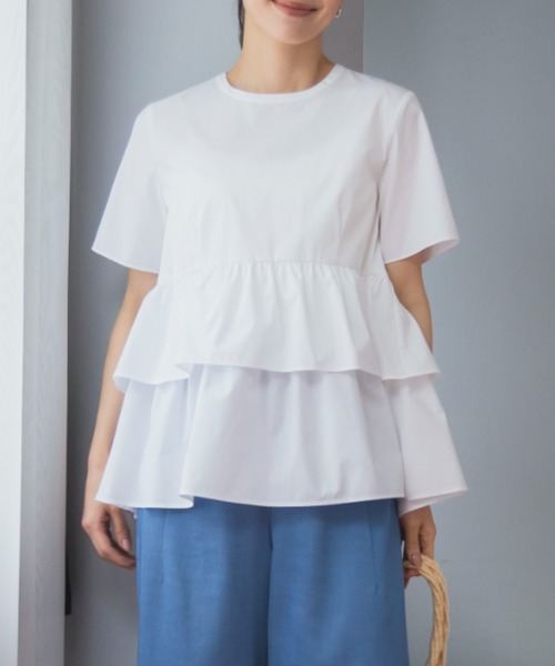 Sono（ソーノ）の「【新作5/8発売】ご自宅でお洗濯可能/UVカット/接触冷感/防シワ【SONO/ソーノ】ｽﾌﾚﾃｨｱｰﾄﾞﾌﾞﾗｳｽ（シャツ/ブラウス・レディース・ホワイト×ネイビー/ホワイト/ブラック・F）」の7枚目の写真