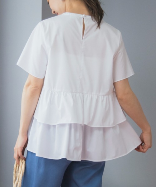 Sono（ソーノ）の「【新作5/8発売】ご自宅でお洗濯可能/UVカット/接触冷感/防シワ【SONO/ソーノ】ｽﾌﾚﾃｨｱｰﾄﾞﾌﾞﾗｳｽ（シャツ/ブラウス・レディース・ホワイト×ネイビー/ホワイト/ブラック・F）」の9枚目の写真