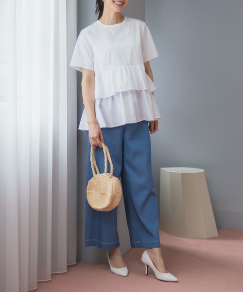 Sono（ソーノ）の「【新作5/8発売】ご自宅でお洗濯可能/UVカット/接触冷感/防シワ【SONO/ソーノ】ｽﾌﾚﾃｨｱｰﾄﾞﾌﾞﾗｳｽ（シャツ/ブラウス・レディース・ホワイト×ネイビー/ホワイト/ブラック・F）」の10枚目の写真